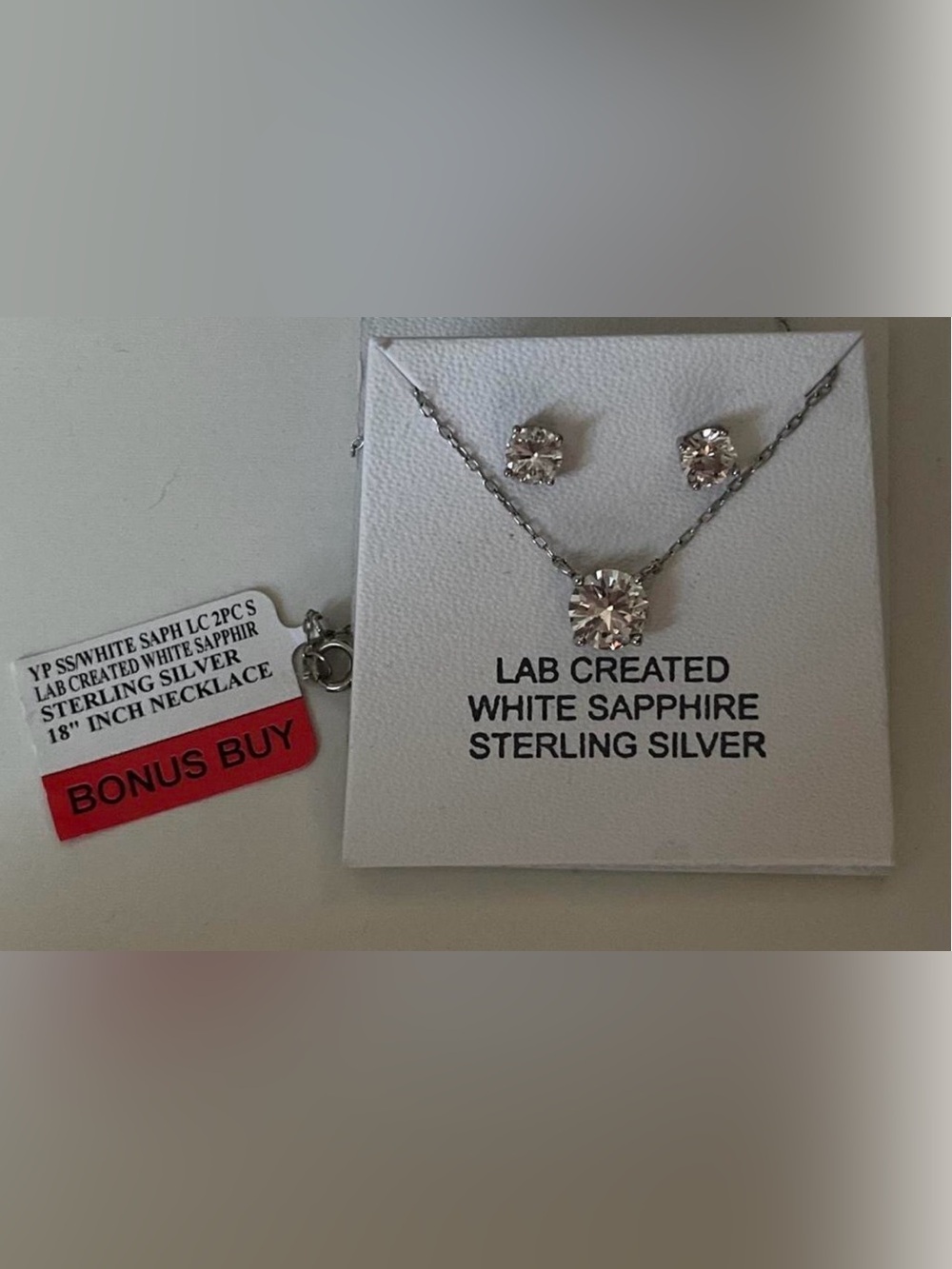 Lab Created White Sapphire Sterling Silver Set NWT